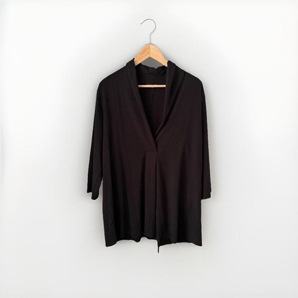 EILEEN FISHER Knit Top Plus Size 1X Black Soft Viscose Stretch Tunic Shirt - Picture 1 of 9